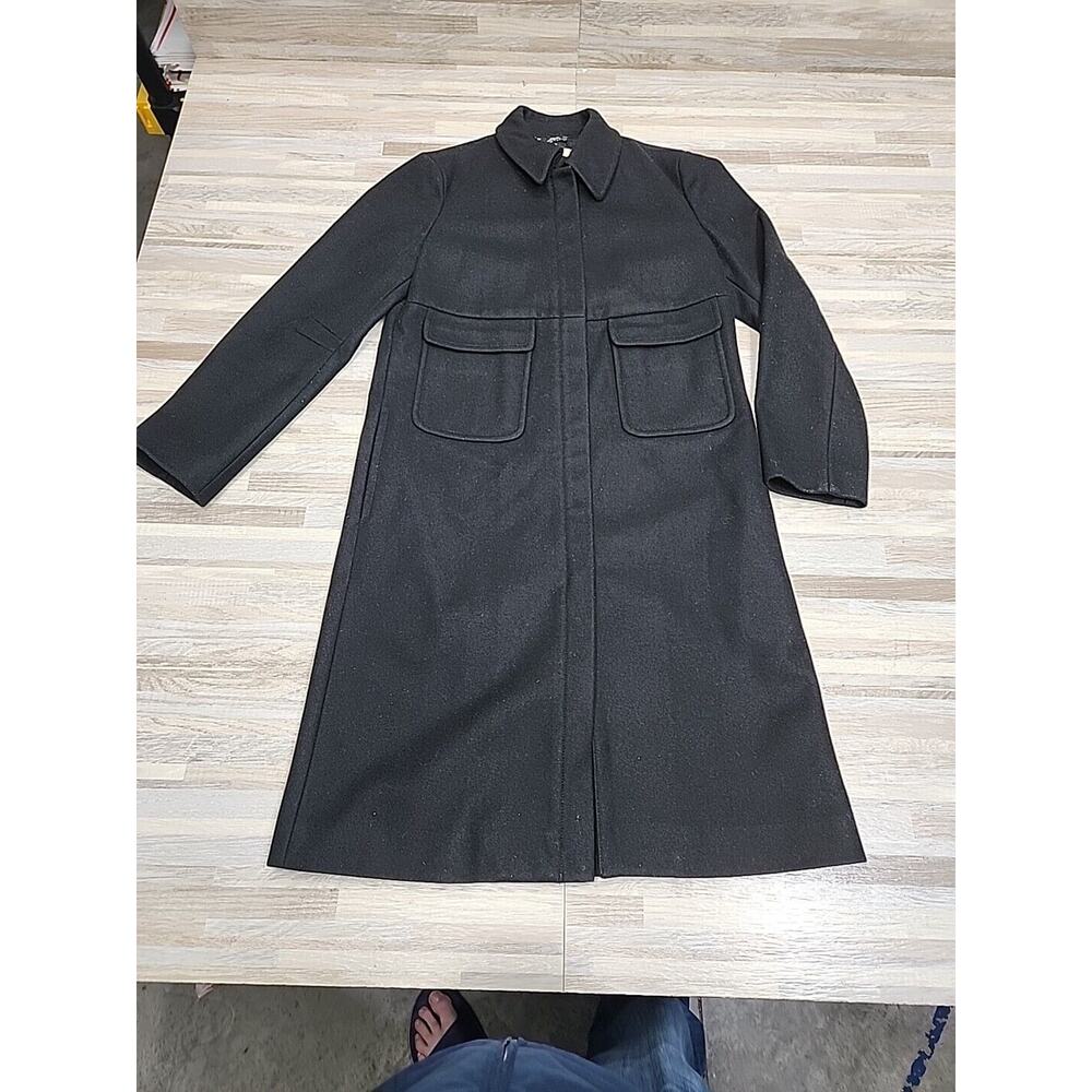 J Crew Jacket Women Black Coat Wool Blend Long Jacket Size Small